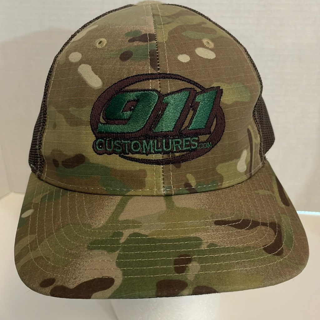 911 Custom Lures Trucker Hat Cap Camouflage Snapback Richardson Brand Fishing